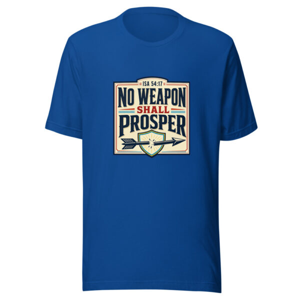 Isa 54:17 No Weapon Shall Prosper Graphic Tee mockup 3