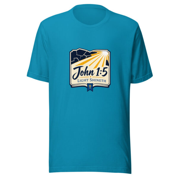 John 1:5 Light Shineth Graphic Tee mockup 2