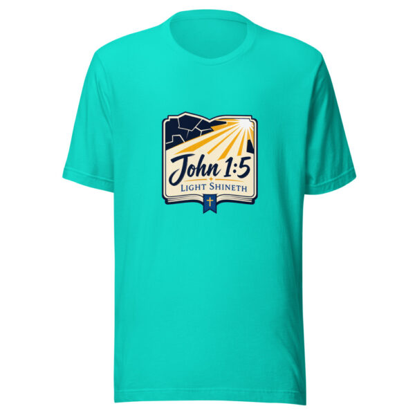 John 1:5 Light Shineth Graphic Tee mockup 3
