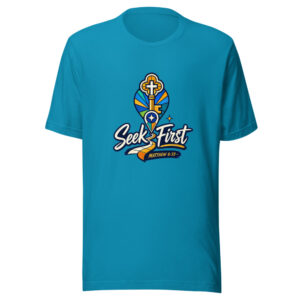 Matthew 6:33 - Seek First Graphic Tee mockup 1 Matthew 6:33 - Seek First Graphic Tee front view
