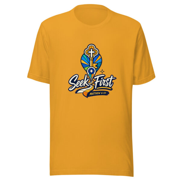 Matthew 6:33 - Seek First Graphic Tee mockup 2 Matthew 6:33 - Seek First Graphic Tee mockup 2