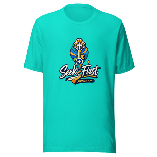 Matthew 6:33 - Seek First Graphic Tee mockup 3 Matthew 6:33 - Seek First Graphic Tee mockup 3