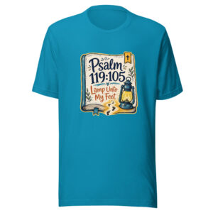 Psalm 119:105 - Lamp Unto My Feet Graphic Tee mockup 1 Psalm 119:105 - Lamp Unto My Feet Graphic Tee front view