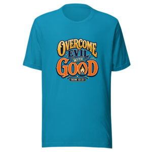 Rom 12:21 Overcome Evil With Good Graphic Tee mockup 1 Rom 12:21 Overcome Evil With Good Graphic Tee front view