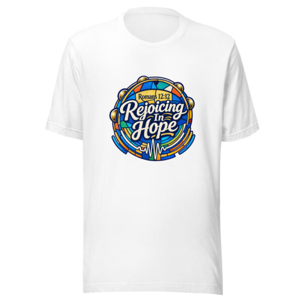 Romans 12:12 Rejoicing In Hope Graphic Tee mockup 8 Romans 12:12 Rejoicing In Hope Graphic Tee mockup 8