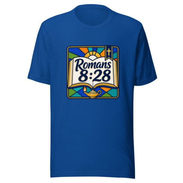 Romans 8:28 Graphic Tee mockup 1 Romans 8:28 Graphic Tee front view