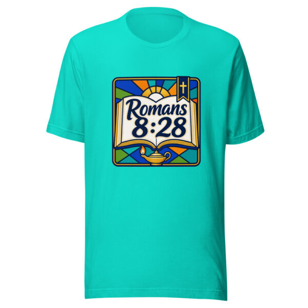 Romans 8:28 Graphic Tee mockup 3 Romans 8:28 Graphic Tee mockup 3