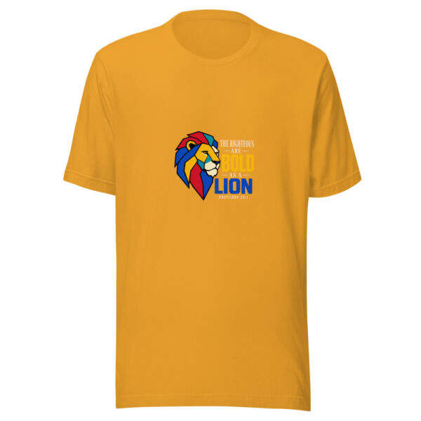 The Righteous Are Bold As A Lion - Proverbs 28:1 Bold-as-a-lion Graphic Tee mockup 1 The Righteous Are Bold As A Lion - Proverbs 28:1 Bold-as-a-lion Graphic Tee front view