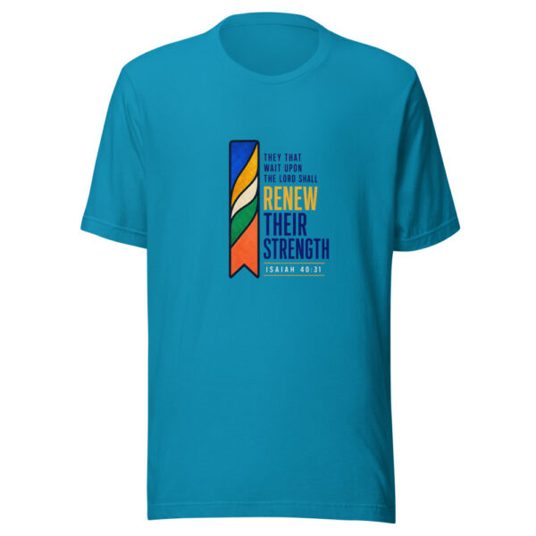 They That Wait Upon The Lord Shall Renew Their Strength — Isaiah 40:31 Renew-their-strength-bookmark Graphic Tee mockup 1 They That Wait Upon The Lord Shall Renew Their Strength — Isaiah 40:31 Renew-their-strength-bookmark Graphic Tee front view