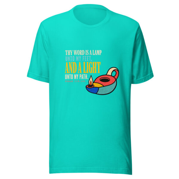 Thy Word Is A Lamp Unto My Feet And A Light Unto My Path Psalm 119:105 Lamp-and-light Graphic Tee front view