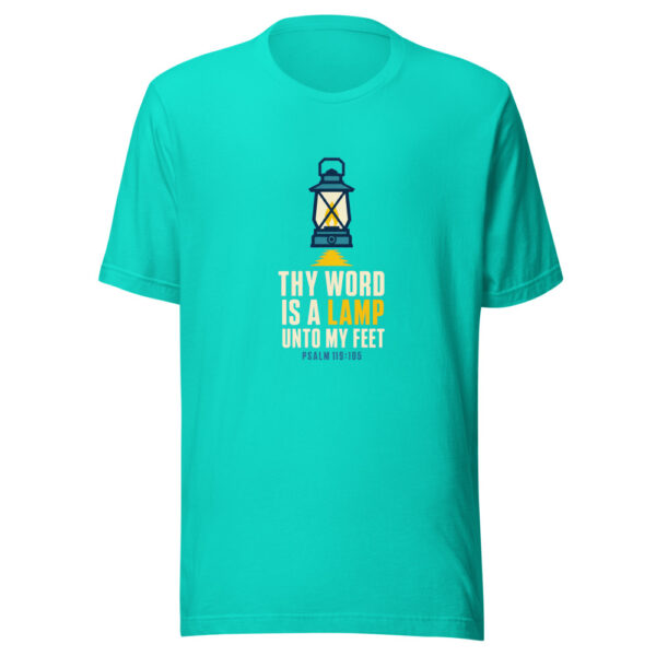 Thy Word Is A Lamp Unto My Feet Psalm 119:105 Psalm-119-lamp Graphic Tee front view