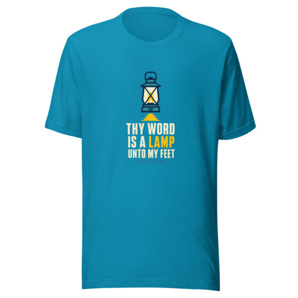 Thy Word Is A Lamp Unto My Feet Psalm 119:105 Psalm-119-lamp Graphic Tee mockup 2