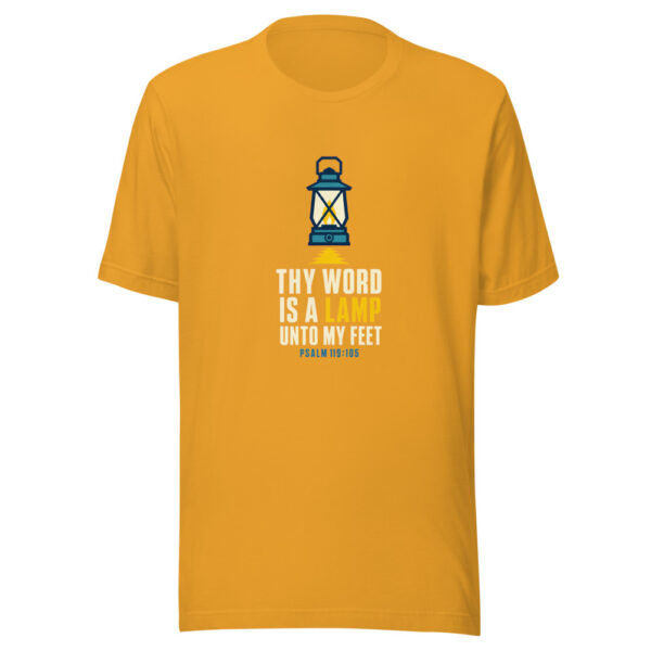 Thy Word Is A Lamp Unto My Feet Psalm 119:105 Psalm-119-lamp Graphic Tee mockup 3