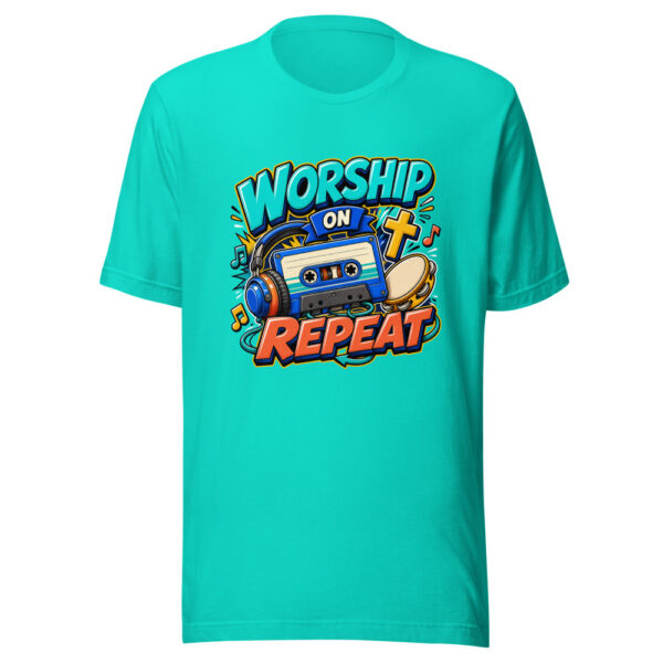 Worship On Repeat Graphic Tee mockup 3