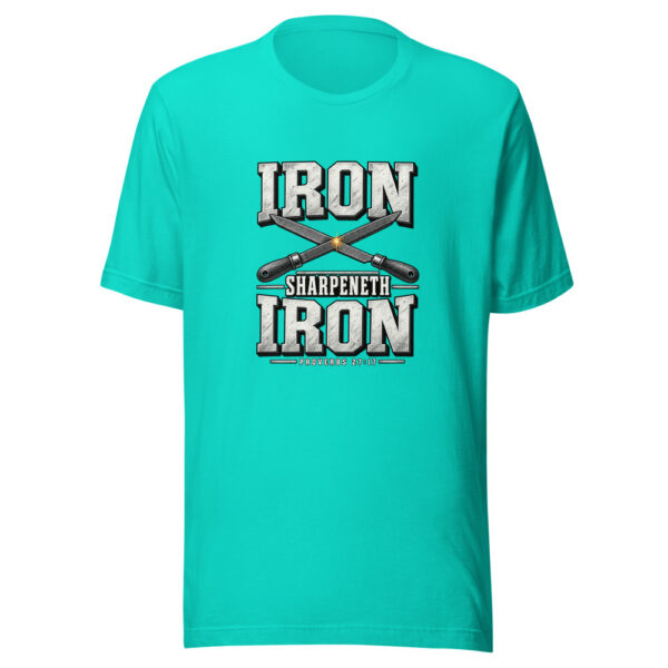 Iron Sharpeneth Iron — Proverbs 27:17 Iron-sharpeneth-iron Graphic Tee mockup 3 Iron Sharpeneth Iron — Proverbs 27:17 Iron-sharpeneth-iron Graphic Tee mockup 3