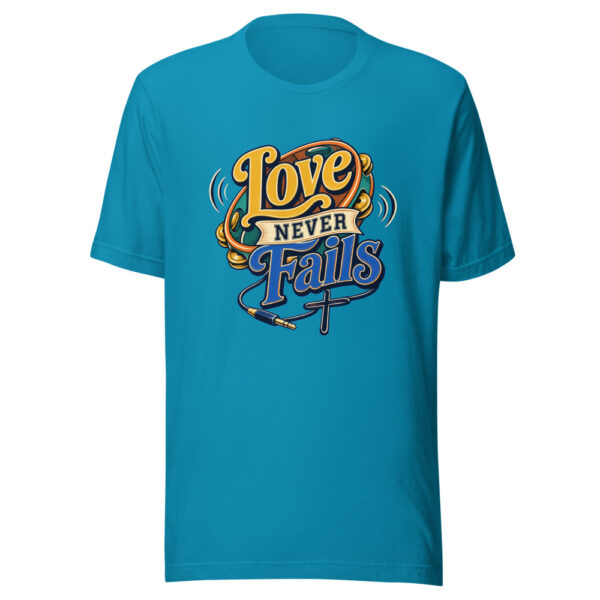 Love Never Fails Graphic Tee mockup 2 Love Never Fails Graphic Tee mockup 2