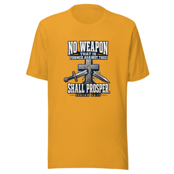 No Weapon That Is Formed Against Thee Shall Prosper. — Isaiah 54:17 Scripture-protection Graphic Tee mockup 2 No Weapon That Is Formed Against Thee Shall Prosper. — Isaiah 54:17 Scripture-protection Graphic Tee mockup 2
