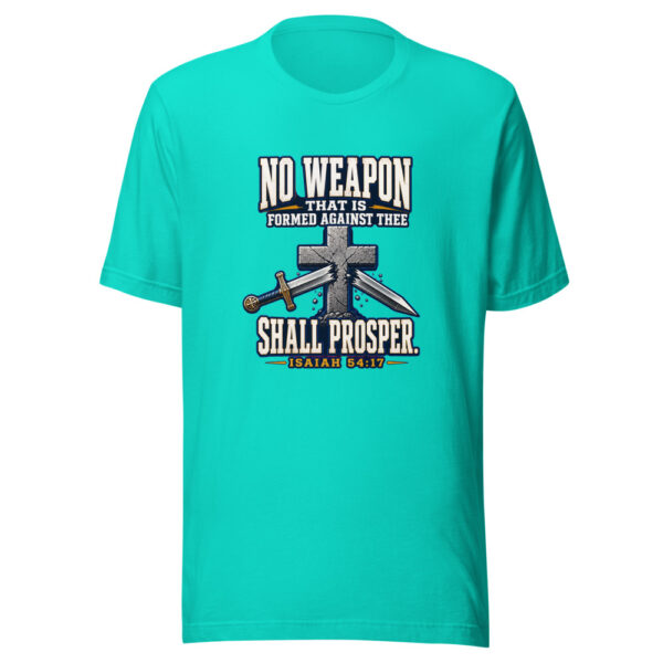 No Weapon That Is Formed Against Thee Shall Prosper. — Isaiah 54:17 Scripture-protection Graphic Tee mockup 3 No Weapon That Is Formed Against Thee Shall Prosper. — Isaiah 54:17 Scripture-protection Graphic Tee mockup 3