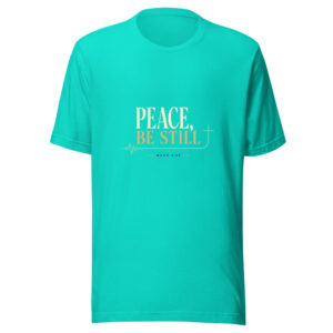 Peace, Be Still — Mark 4:39 Scripture-worship-minimal Graphic Tee front view