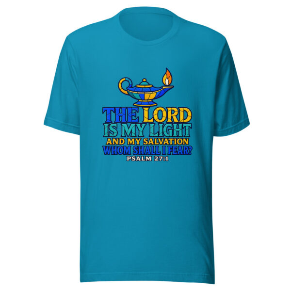 The Lord Is My Light And My Salvation — Whom Shall I Fear? — Psalm 27:1 Scripture-light Graphic Tee mockup 1 The Lord Is My Light And My Salvation — Whom Shall I Fear? — Psalm 27:1 Scripture-light Graphic Tee front view