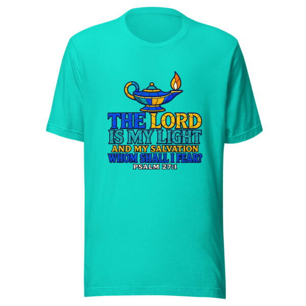 The Lord Is My Light And My Salvation — Whom Shall I Fear? — Psalm 27:1 Scripture-light Graphic Tee mockup 3 The Lord Is My Light And My Salvation — Whom Shall I Fear? — Psalm 27:1 Scripture-light Graphic Tee mockup 3