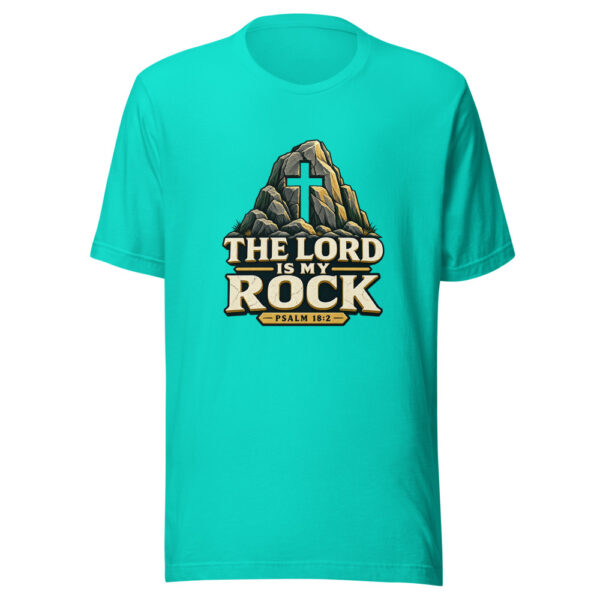 The Lord Is My Rock — Psalm 18:2 Scripture-rock-strength Graphic Tee mockup 3