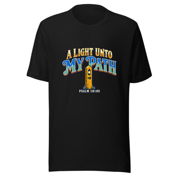A Light Unto My Path — Psalm 119:105 Scripture-trail-light Graphic Tee mockup 4 A Light Unto My Path — Psalm 119:105 Scripture-trail-light Graphic Tee mockup 4