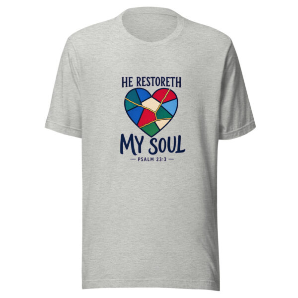 He Restoreth My Soul — Psalm 23:3 Scripture-restoration Graphic Tee mockup 7 He Restoreth My Soul — Psalm 23:3 Scripture-restoration Graphic Tee mockup 7