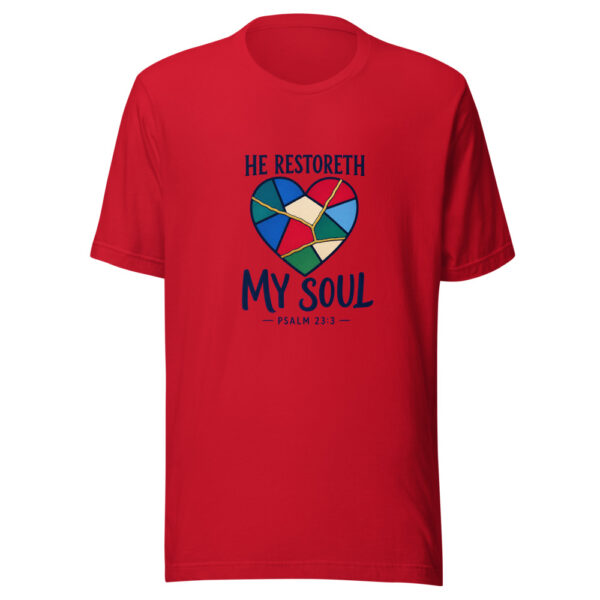 He Restoreth My Soul — Psalm 23:3 Scripture-restoration Graphic Tee mockup 8 He Restoreth My Soul — Psalm 23:3 Scripture-restoration Graphic Tee mockup 8