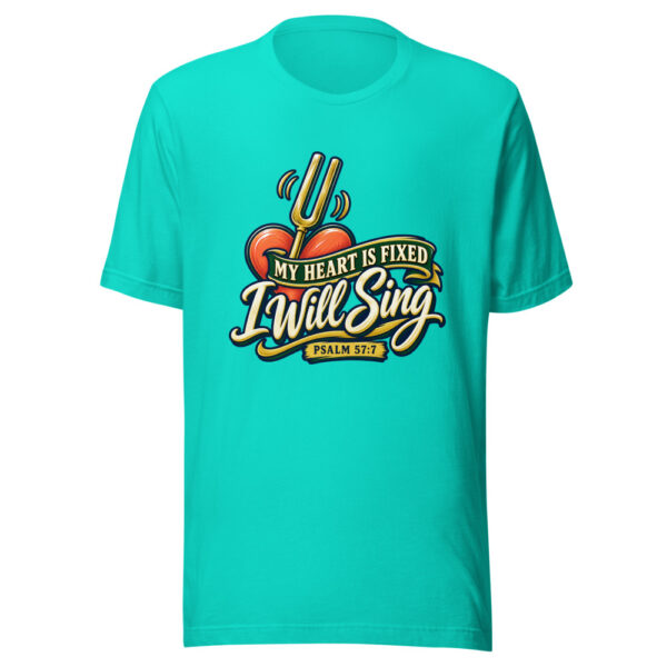 My Heart Is Fixed, I Will Sing — Psalm 57:7 Worship-scripture Graphic Tee mockup 2 My Heart Is Fixed, I Will Sing — Psalm 57:7 Worship-scripture Graphic Tee mockup 2