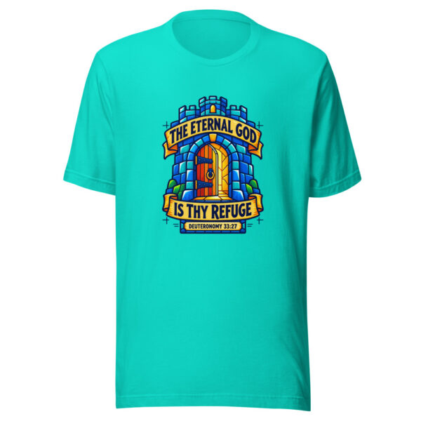 The Eternal God Is Thy Refuge — Deuteronomy 33:27 Scripture-refuge Graphic Tee mockup 2 The Eternal God Is Thy Refuge — Deuteronomy 33:27 Scripture-refuge Graphic Tee mockup 2