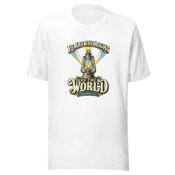 Ye Are The Light Of The World — Matthew 5:14 Scripture-light Graphic Tee mockup 5 Ye Are The Light Of The World — Matthew 5:14 Scripture-light Graphic Tee mockup 5