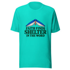 Faith Finds Shelter In The Word Graphic Tee mockup 1 Faith Finds Shelter In The Word Graphic Tee front view