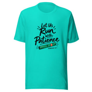 Let Us Run With Patience Graphic Tee mockup 1 Let Us Run With Patience Graphic Tee front view