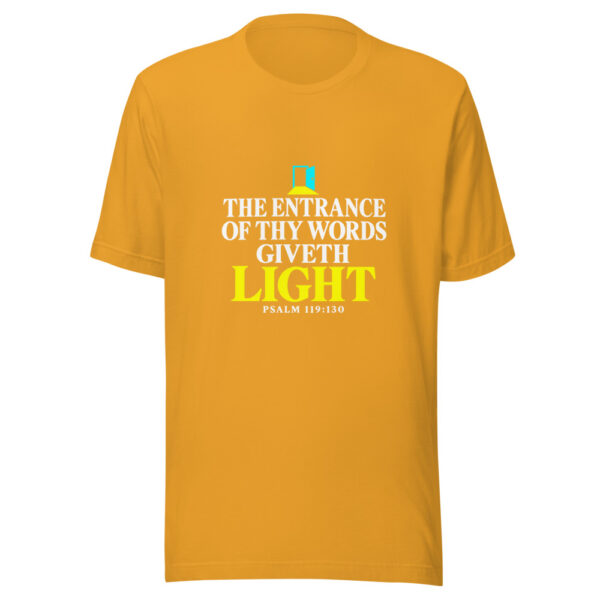 The Entrance Of Thy Words Giveth Light Graphic Tee mockup 3 The Entrance Of Thy Words Giveth Light Graphic Tee mockup 3
