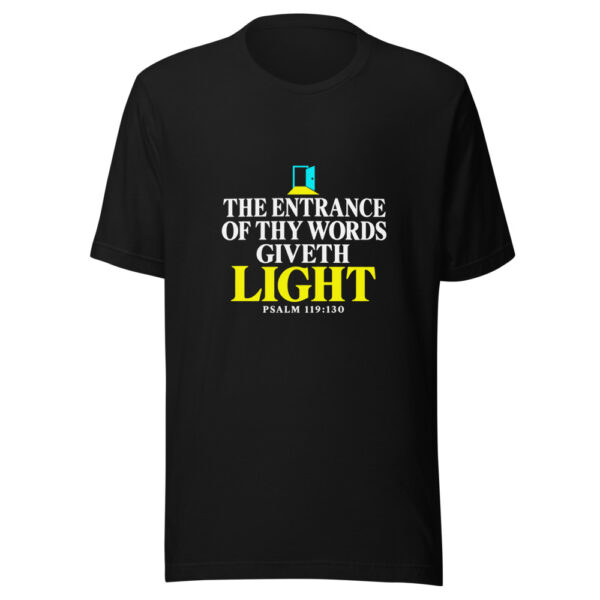 The Entrance Of Thy Words Giveth Light Graphic Tee mockup 4 The Entrance Of Thy Words Giveth Light Graphic Tee mockup 4